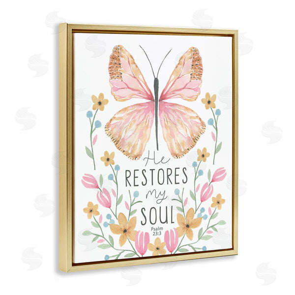 Stupell Industries Blue Chair Blessing | Floral Restores My Soul
