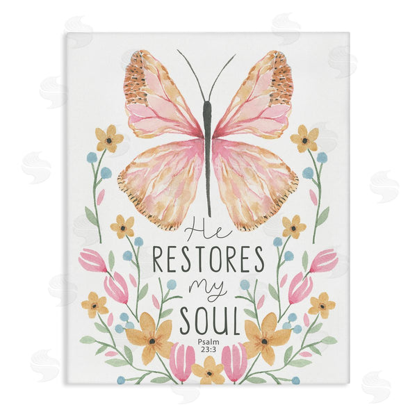 stupell industries Blue Chair Blessing | Floral Restores My Soul