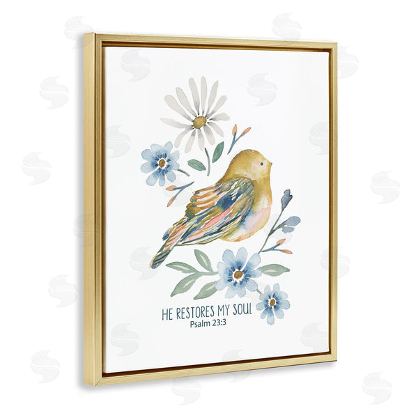 Stupell Industries Blue Chair Blessing | He Restores My Soul Wall Art