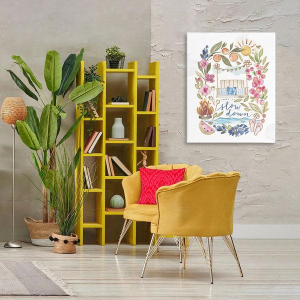 Stupell Industries Blue Chair Blessing | Slow Down Summer Florals Wall Art