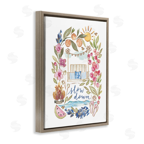 Stupell Industries Blue Chair Blessing | Slow Down Summer Florals Wall Art