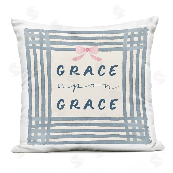 Stupell Industries Blue Chair Blessing | Upon Grace With Pink Bow Printed Throw Pillow