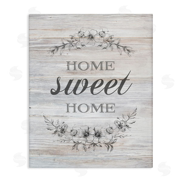 stupell industries Bluebird Barn | Home Sweet Home Floral Stencil Ornament Rustic Sign Wall Art
