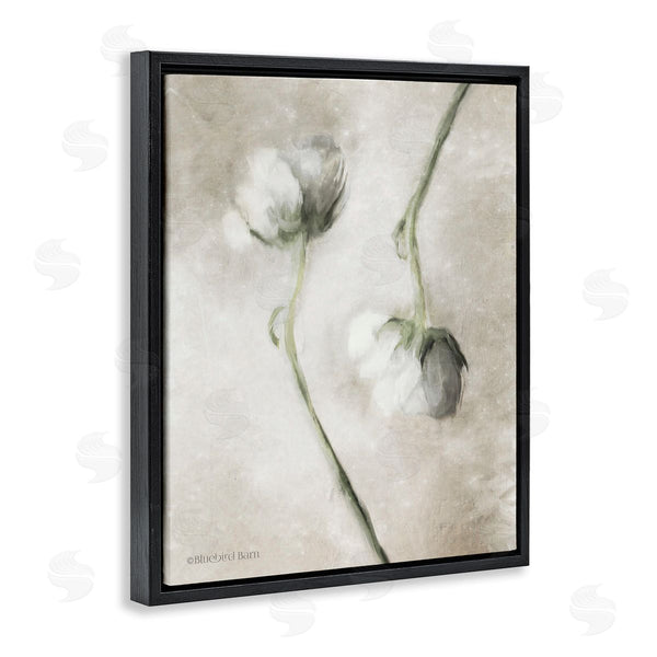 Stupell Industries Bluebird Barn | White Floral Stems Botanical Vintage Rose Blossom Painting Wall Art