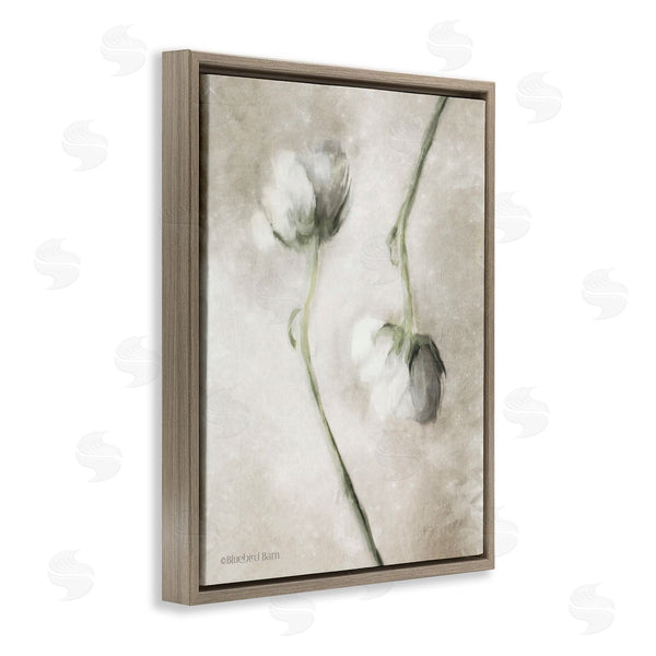 Stupell Industries Bluebird Barn | White Floral Stems Botanical Vintage Rose Blossom Painting Wall Art