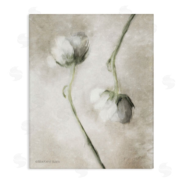 stupell industries Bluebird Barn | White Floral Stems Botanical Vintage Rose Blossom Painting Wall Art