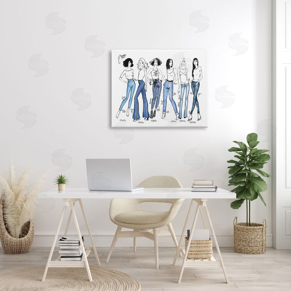 Stupell Industries BlursByAI | Denim By Decades Female Fashion Jeans Blue White Wall Art