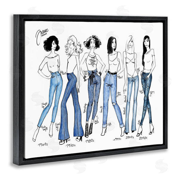 Stupell Industries BlursByAI | Denim By Decades Female Fashion Jeans Blue White Wall Art