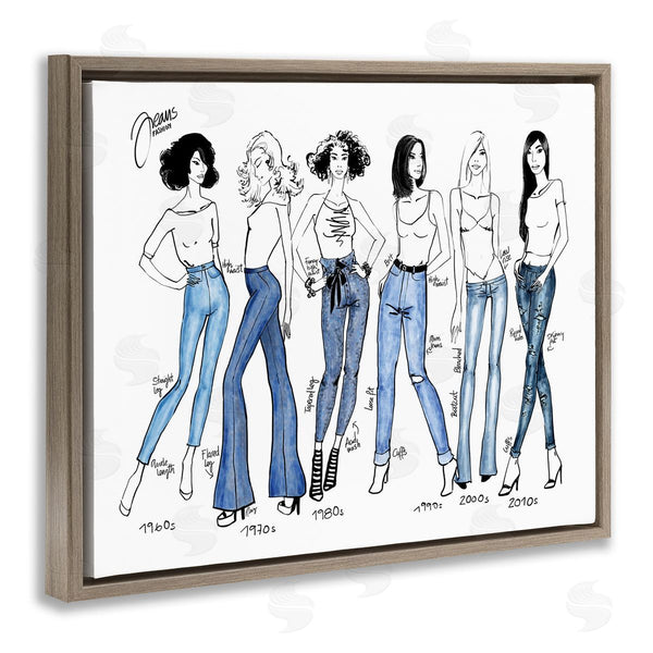 Stupell Industries BlursByAI | Denim By Decades Female Fashion Jeans Blue White Wall Art