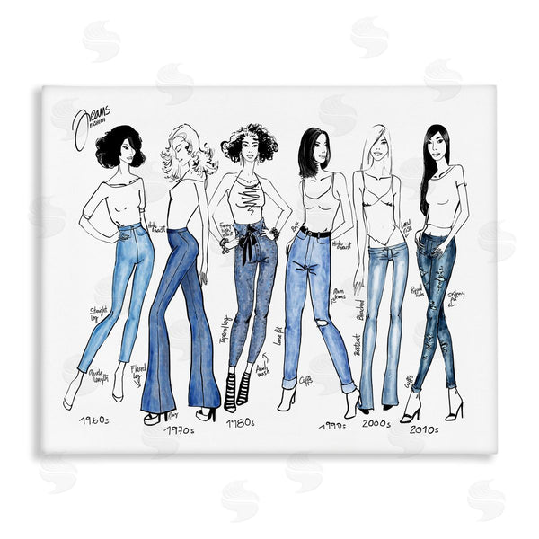 stupell industries BlursByAI | Denim By Decades Female Fashion Jeans Blue White Wall Art