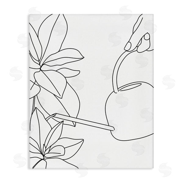 stupell industries BlursByAI | Watering Can and Spring Florals Modern Minimal Linework Wall Art