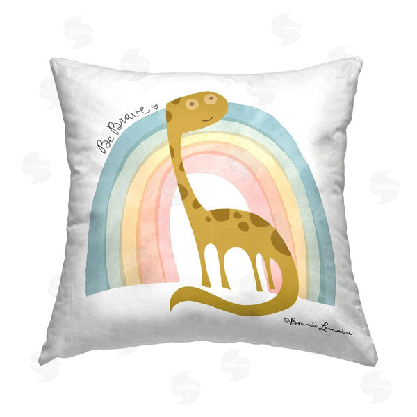 stupell industries Bonnie Lemaire | Be Brave Dino Phrase Printed Throw Pillow