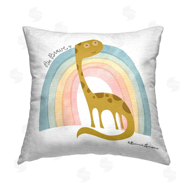Stupell Industries Bonnie Lemaire | Be Brave Dinosaur Printed Throw Pillow