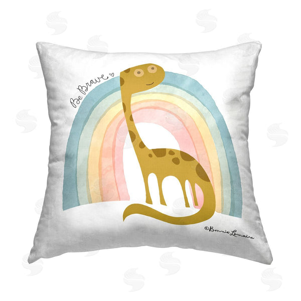 stupell industries Bonnie Lemaire | Be Brave Dinosaur Printed Throw Pillow