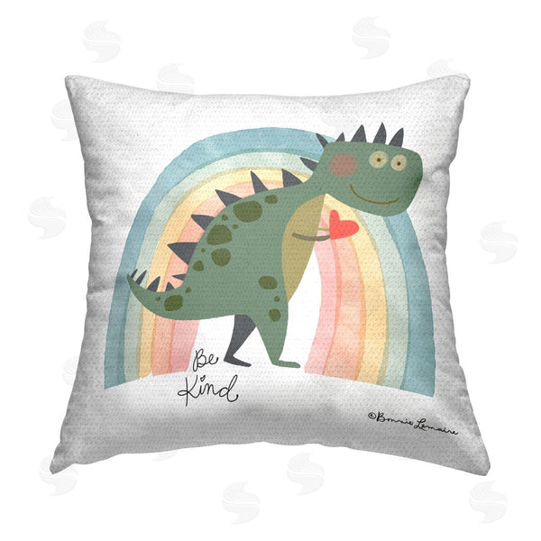 Stupell Industries Bonnie Lemaire | Be Kind Dino Phrase Printed Throw Pillow