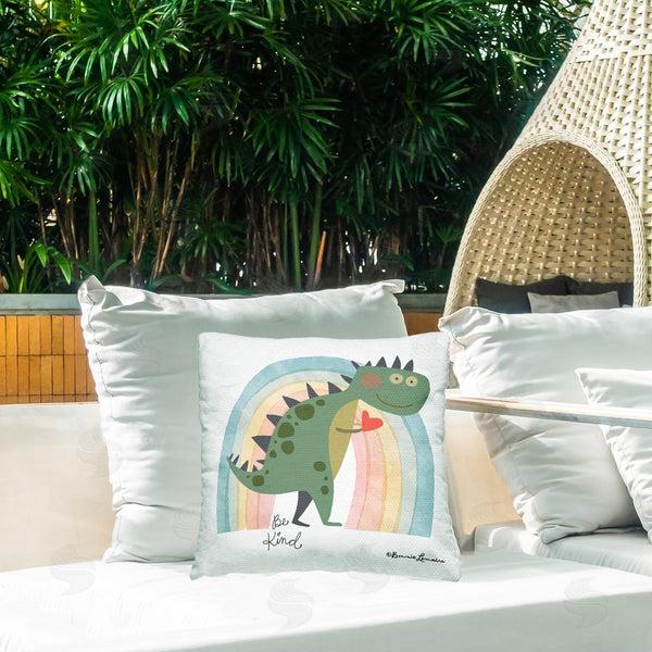 Stupell Industries Bonnie Lemaire | Be Kind Dino Phrase Printed Throw Pillow