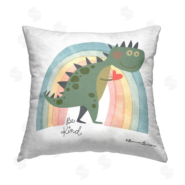 Stupell Industries Bonnie Lemaire | Be Kind Dinosaur Printed Throw Pillow