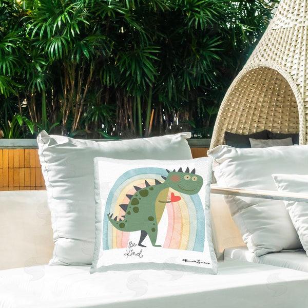 Stupell Industries Bonnie Lemaire | Be Kind Dinosaur Printed Throw Pillow