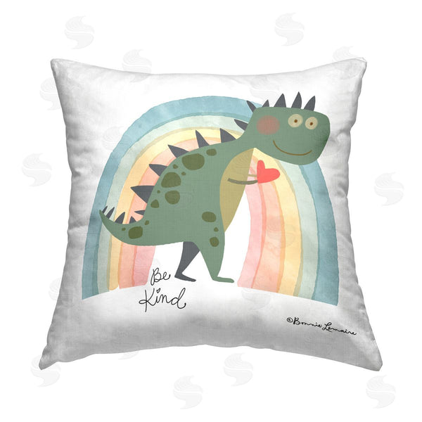 stupell industries Bonnie Lemaire | Be Kind Dinosaur Printed Throw Pillow