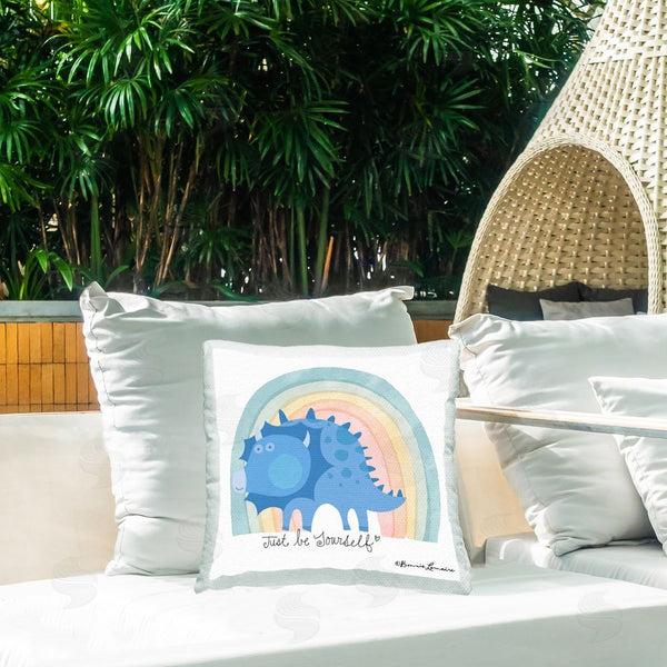 Stupell Industries Bonnie Lemaire | Be Yourself Dinosaur Printed Throw Pillow