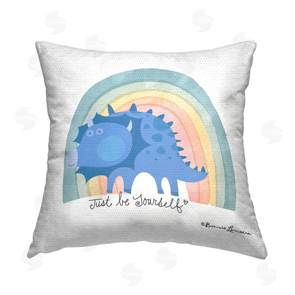 Stupell Industries Bonnie Lemaire | Be Yourself Dinosaur Printed Throw Pillow
