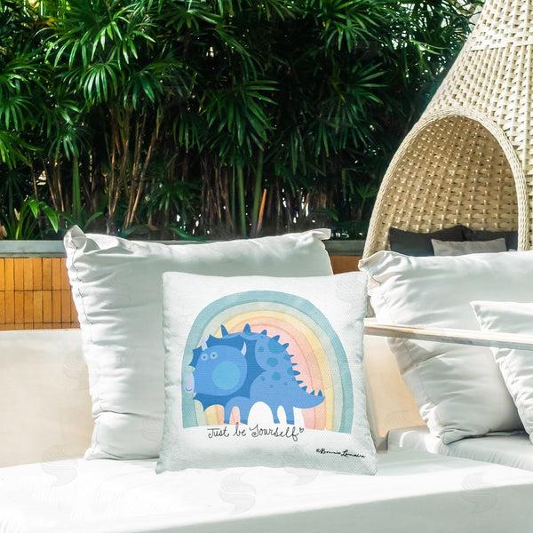 Stupell Industries Bonnie Lemaire | Be Yourself Dinosaur Printed Throw Pillow