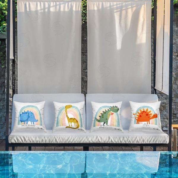 Stupell Industries Bonnie Lemaire | Inspiring Dinos & Rainbows Printed Throw Pillow Set