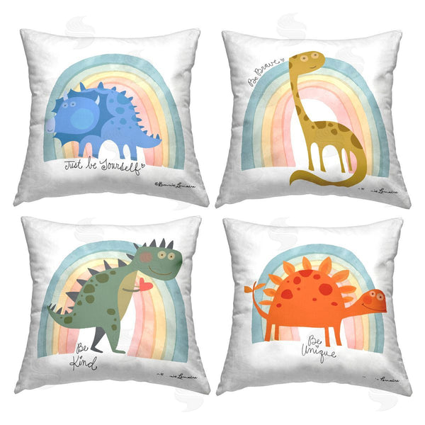 stupell industries Bonnie Lemaire | Inspiring Dinos & Rainbows Printed Throw Pillow Set