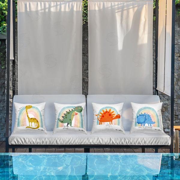 Stupell Industries Bonnie Lemaire | Motivational Rainbow Dinosaurs Printed Throw Pillow Set