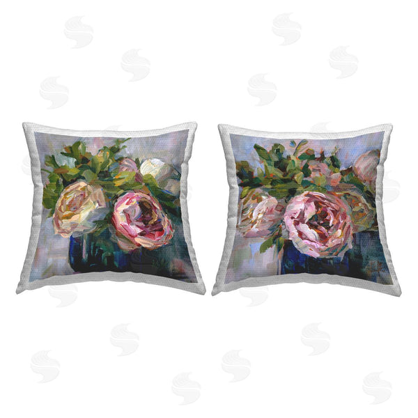 Stupell Industries Borcherding | Pink Modern Rose Bouquets Printed Throw Pillow Set