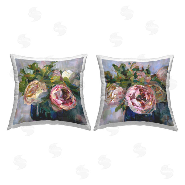 stupell industries Borcherding | Pink Modern Rose Bouquets Printed Throw Pillow Set