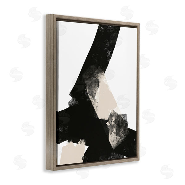 Stupell Industries Brandon Wong | Bold Black Shapes Curved Stripe Abstract Painting Wall Art