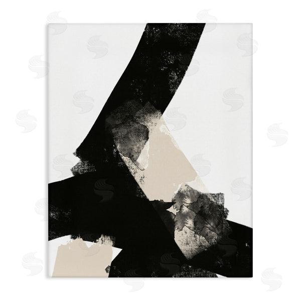 stupell industries Brandon Wong | Bold Black Shapes Curved Stripe Abstract Painting Wall Art