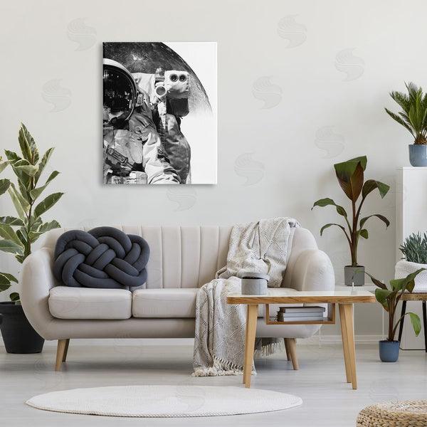 Stupell Industries Brandon Wong | Monochrome Astronaut Distant Planet Outer Space Photography Wall Art