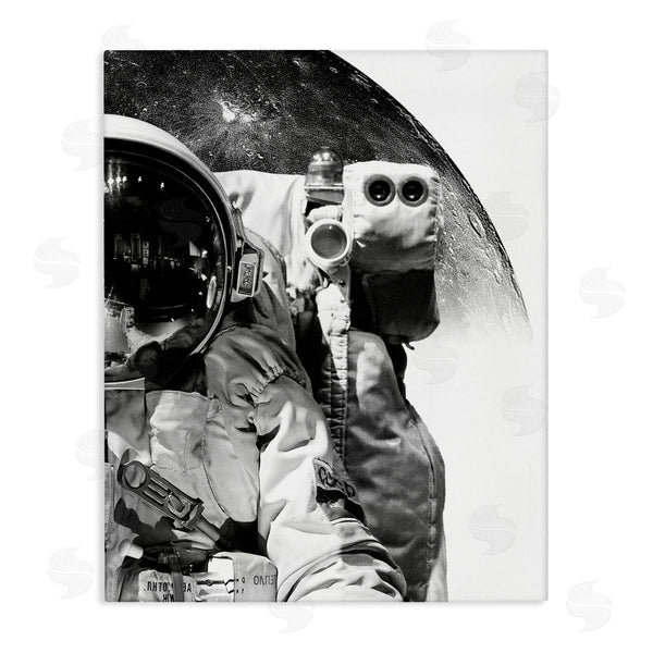 stupell industries Brandon Wong | Monochrome Astronaut Distant Planet Outer Space Photography Wall Art