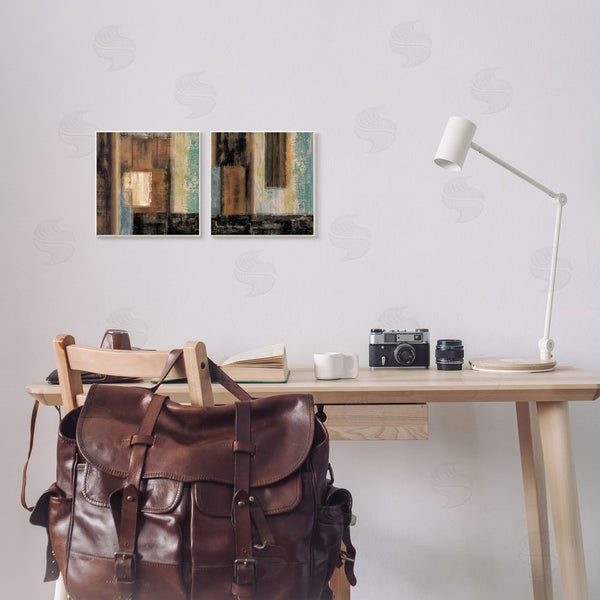 Stupell Industries Brent Nelson | Dominant Dark Abstract Shapes Over Pastel Wall Art