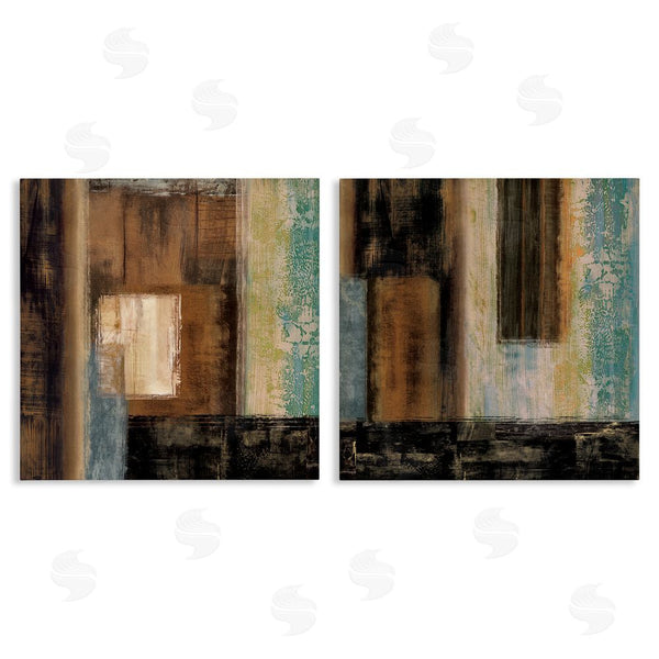 stupell industries Brent Nelson | Dominant Dark Abstract Shapes over Pastel Wall Art