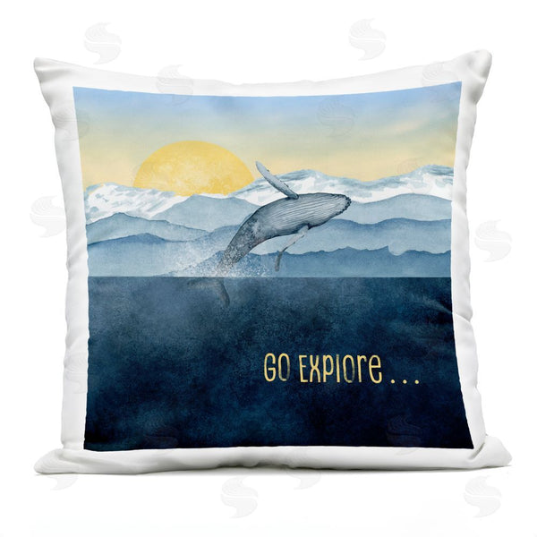 Stupell Industries Brett Blumenthal | Go Explore Whale Breach Printed Throw Pillow