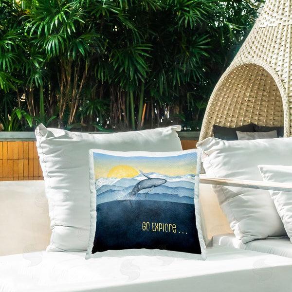 Stupell Industries Brett Blumenthal | Go Explore Whale Breach Printed Throw Pillow