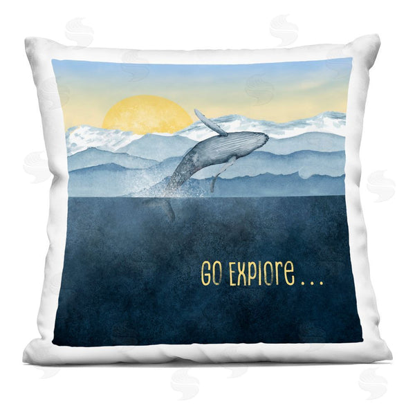 stupell industries Brett Blumenthal | Go Explore Whale Breach Printed Throw Pillow