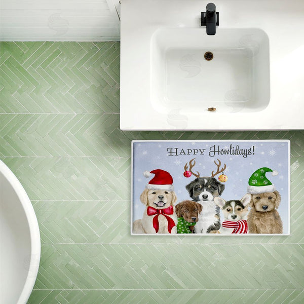 Stupell Industries Brett Blumenthal | Happy Howlidays Puppies Plush Bath Mat