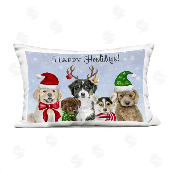 Stupell Industries Brett Blumenthal | Happy Howlidays Seasonal Puppies Printed Throw Pillow