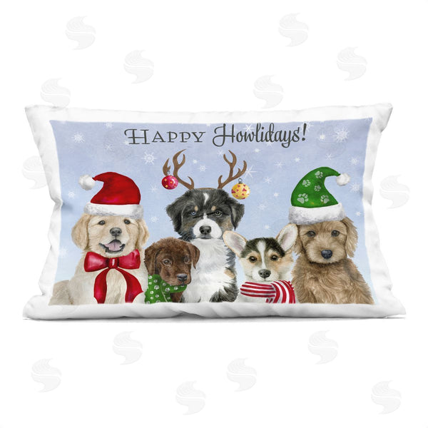 stupell industries Brett Blumenthal | Happy Howlidays Seasonal Puppies Printed Throw Pillow