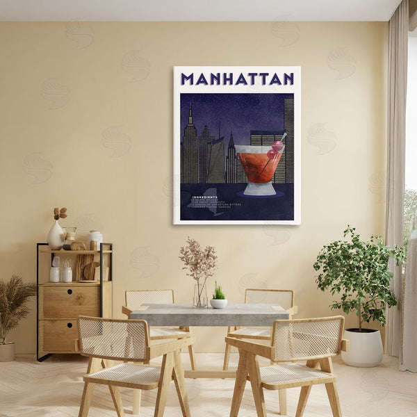 Stupell Industries Brett Blumenthal | Retro Manhattan Cocktail Cityscape Wall Art