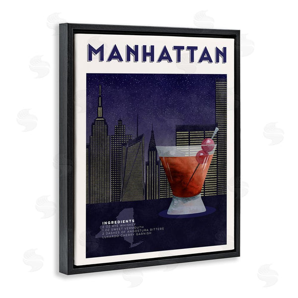 Stupell Industries Brett Blumenthal | Retro Manhattan Cocktail Cityscape Wall Art