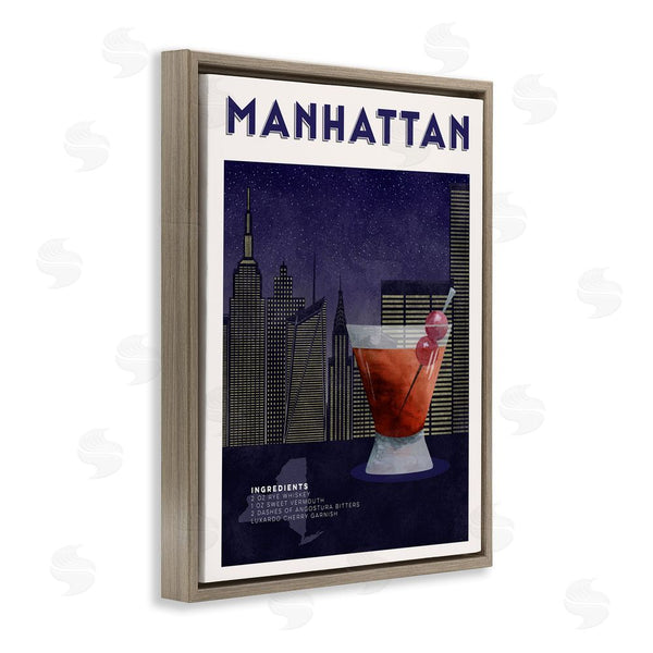 Stupell Industries Brett Blumenthal | Retro Manhattan Cocktail Cityscape Wall Art
