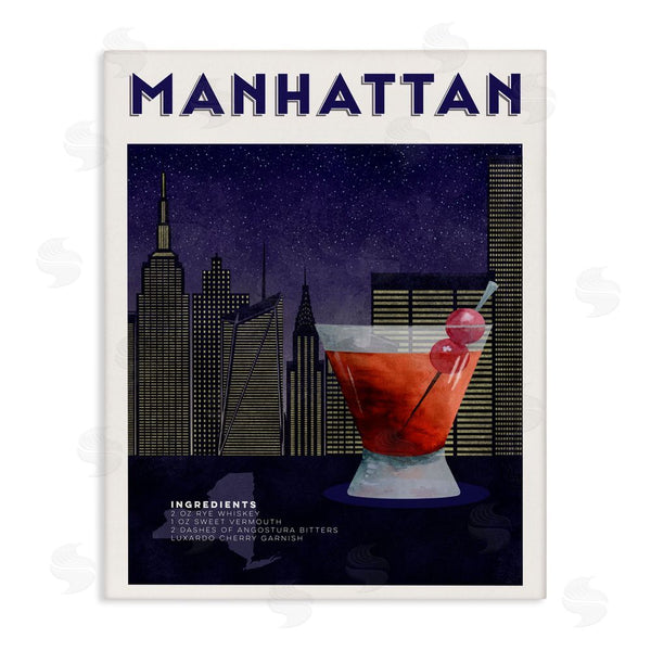 stupell industries Brett Blumenthal | Retro Manhattan Cocktail Cityscape Wall Art