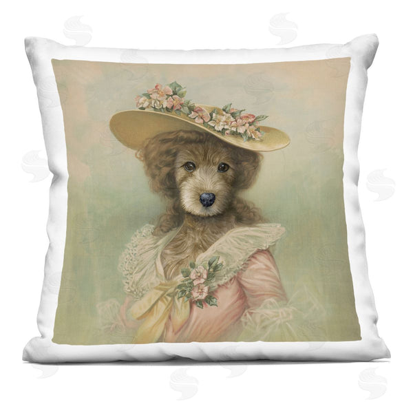 stupell industries Brett Blumenthal | Vintage Feminine Dog with Hat Printed Throw Pillow