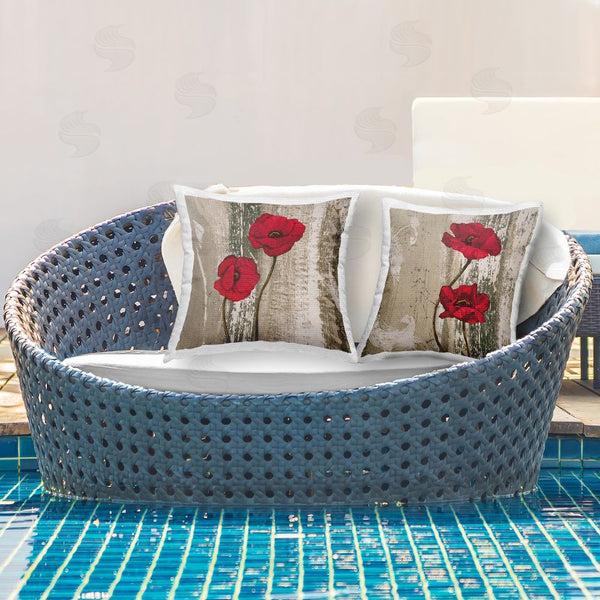 Stupell Industries Brian Foster | Poppies On Rustic Background Printed Throw Pillow Set