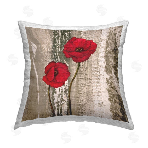 Stupell Industries Brian Foster | Rustic Red Anemones Printed Throw Pillow